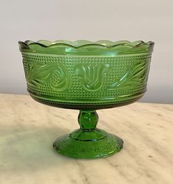 EO Brody Co Green Pedestal Footed Compote Bowl Vintage Vase Cleveland M6000