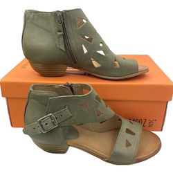 Miz Mooz cutout leather sage heeled sandals women’s Size 36/ 5.5-6 