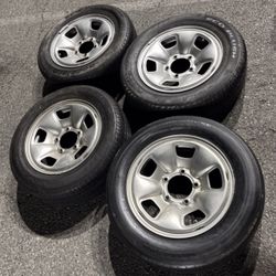 4 — 225/60r16 5x5.5 5x139.7 Stock Chevy Tracker Dodge Ram Wheels Rims Good 80% Treads Tires!!!!!
