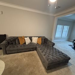 Gray Velvet Sectional 