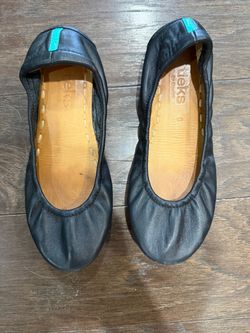 Tieks Matte Black Leather Foldable Ballet Flats Shoes Size 5