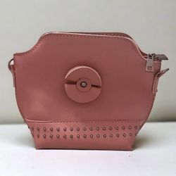 Mini Pink Leather Studded Crossbody Zipper Bag * WITHOUT STRAP *