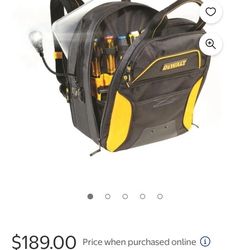 DEWALT DGCL33 33-Pocket Lighted USB Charging Tool Backpack , Yellow