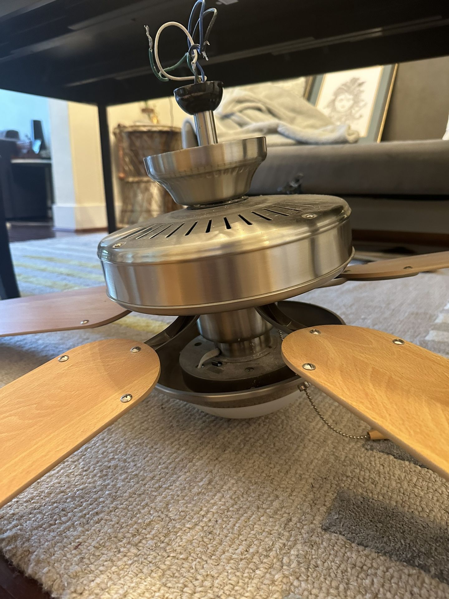 Armchair (gray) & 2 Ceiling Fans with Light