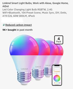 NEW 4 PACK LINKIND SMAR LIGHT BULBS
