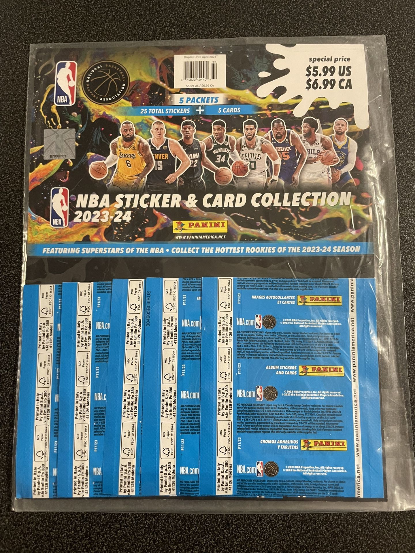 2023-24 Panini NBA Sticker & Card Collection New 5 Packs