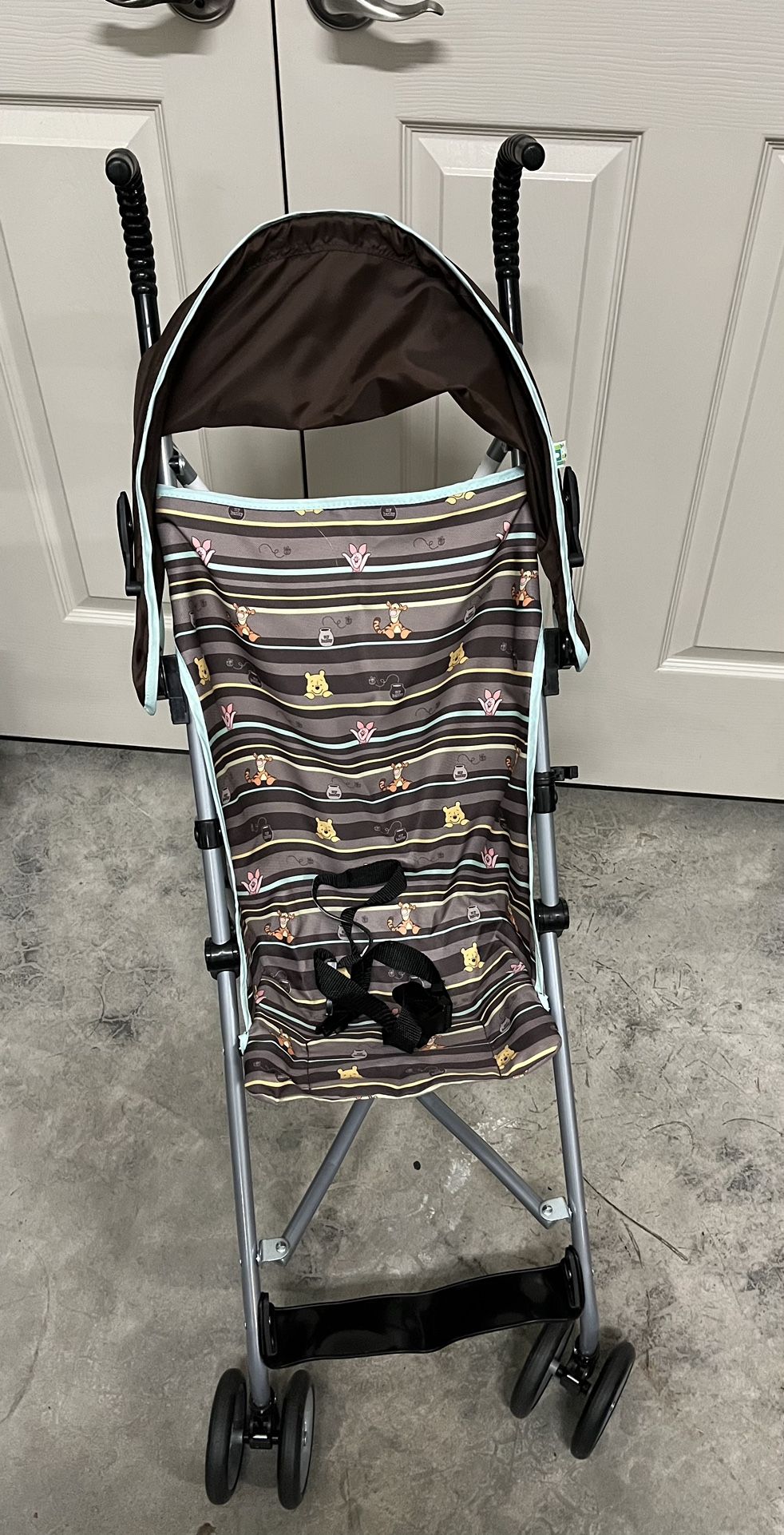 Brown Winnie The Pooh Umbrella Stroller with Sunshade - Excellent Condition!