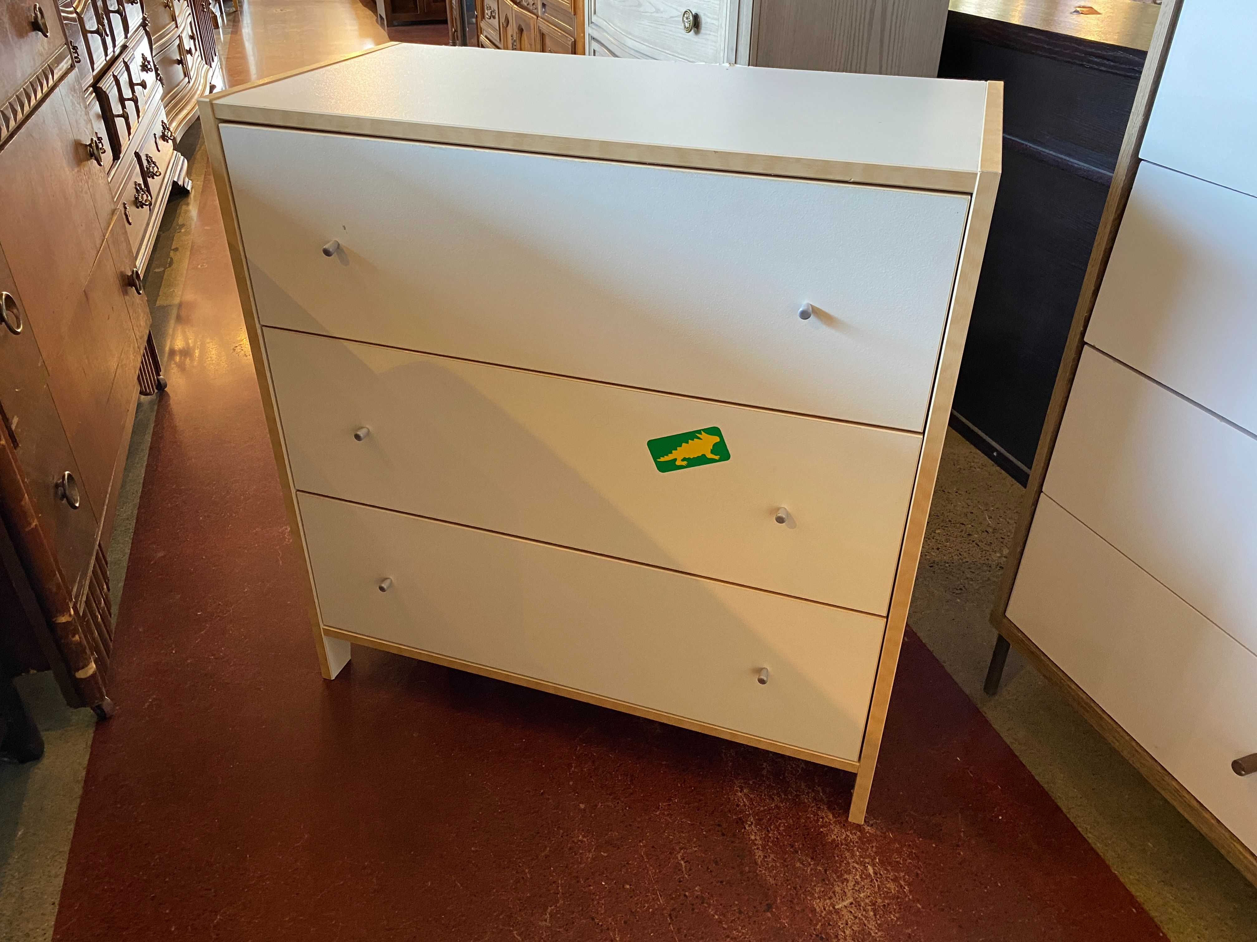 Contemporary White 3-Drawer Dresser