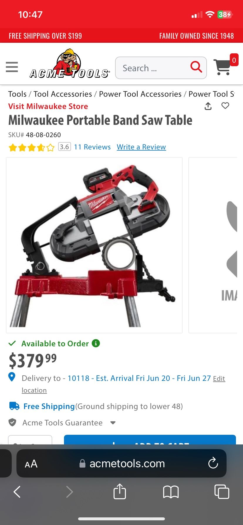 Milwaukee Portable Band Saw Table