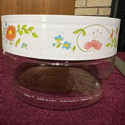 Vintage Pyrex Wildflower Clear Glass See N Store Canister Jar With Lid Approximate Measurements:  3.75”high x 4.25" base