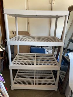 4-Tier White Plastic Storage Shelving Unit |x2