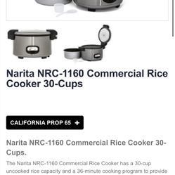Narita Commercial Rice Cooker NRC1160 30 Cups