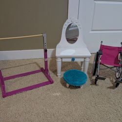 American Doll Vanity, Gymnastics Bar And One Generation Wheel Chair