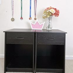 Nightstand with 1 Drawer, Black (2set)