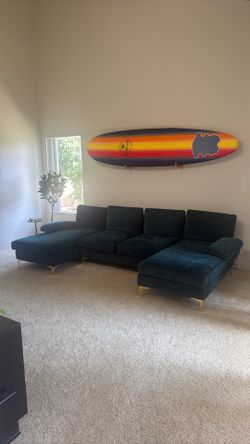 Teal Velvet U-Shape Sectional Sofa