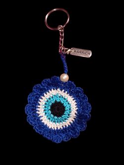 Crochet evil eye keychain