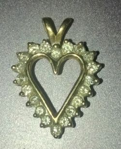 Diamond And 10k Gold Heart Pendant