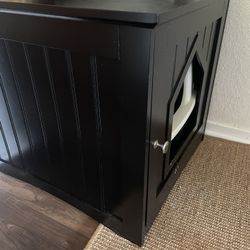 (2) Cat Litter Box Enclosure Furniture, 19.5” Hidden Litter Box Cabinet for Cats, Modern Wooden End Table Cat House Nightstand