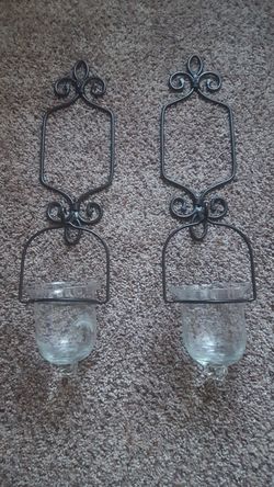 2 glass wall scones