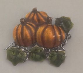 AJMC Pumpkin Patch Brooch Pin Halloween Fall Harvest Vintage