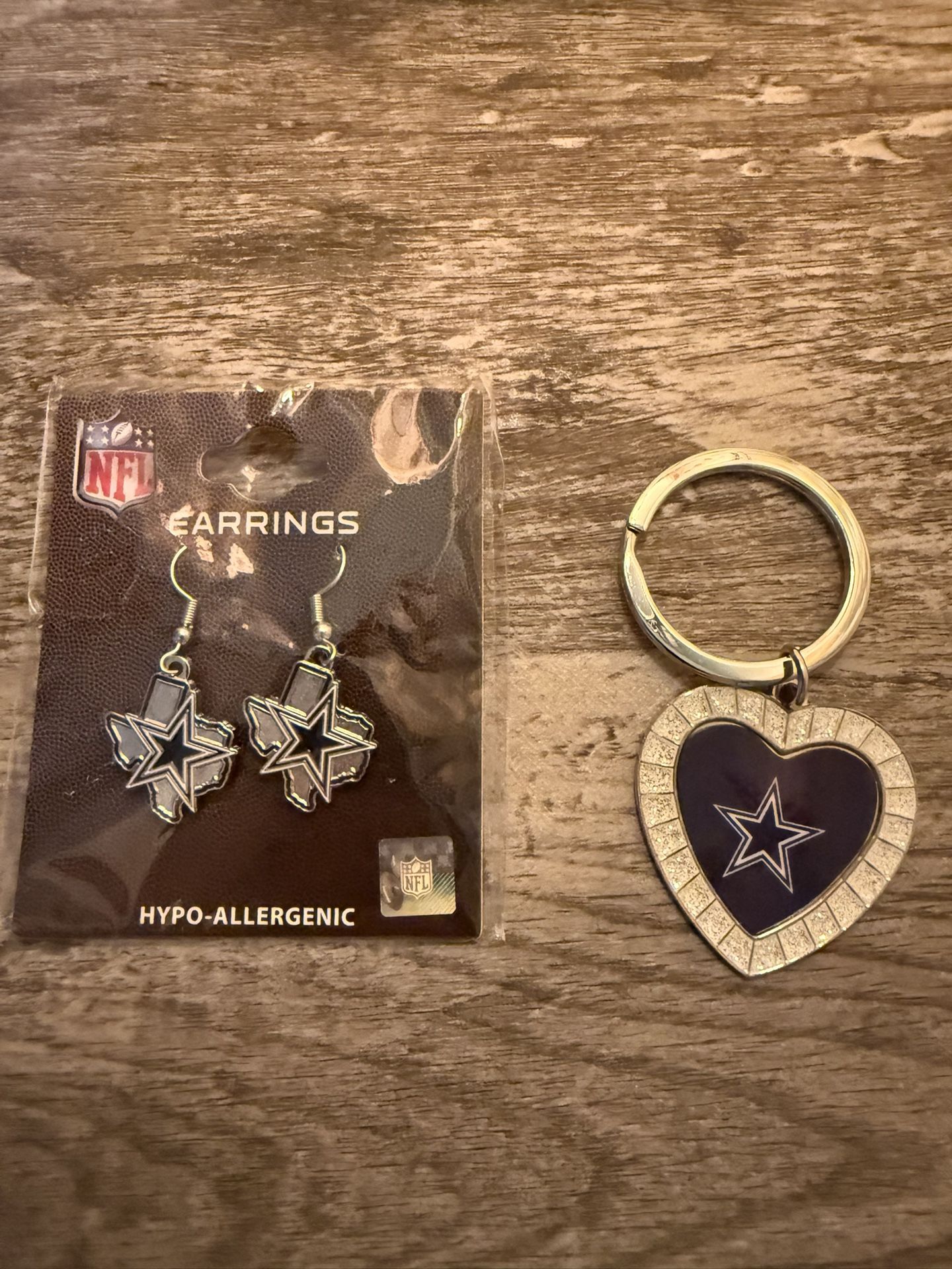 Dallas Cowboys Earrings And Keychain