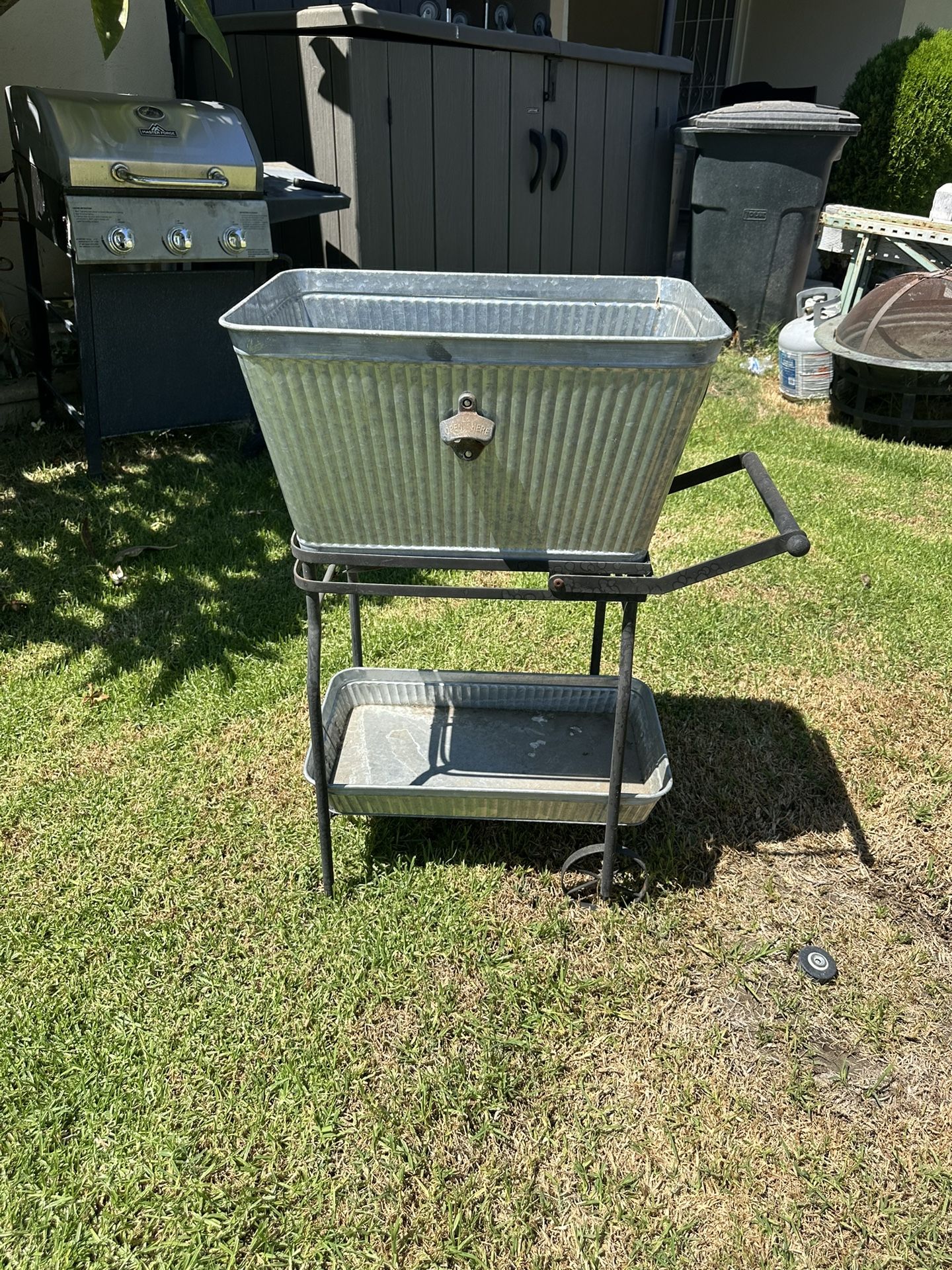 Small Metal Cooler Wrought Iron Cart