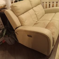 Real Leather Powered Recliner Love Seat 
