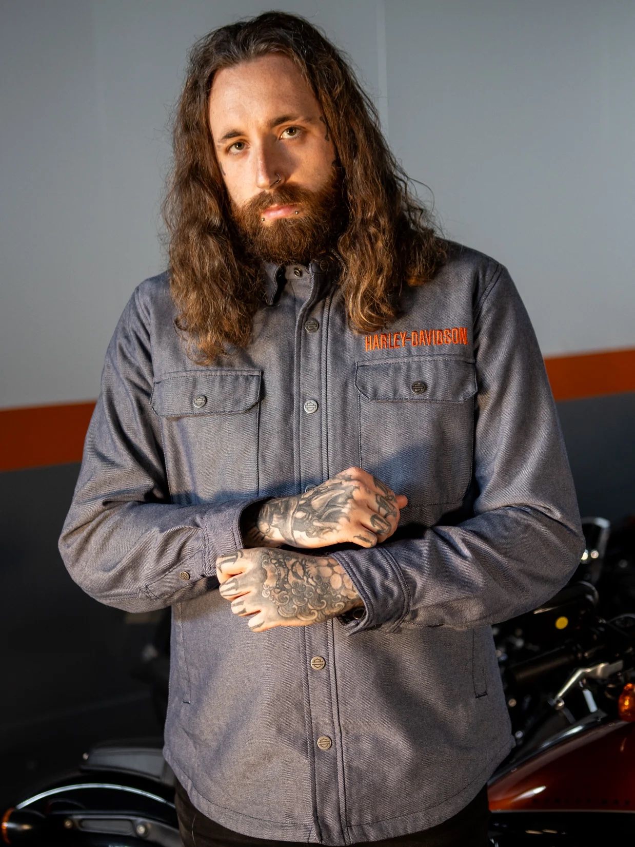 Harley Davidson Men's Operative Riding Shirt Jacket - Peacoat 98101-23EM Size XL