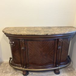 Mohagony Wooden Bar With Marble Countertop And 2 Chairs Mint Condition,