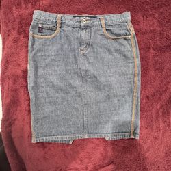 Guess Women's Rivet Accented Pockets Blue Denim Jean Skirt