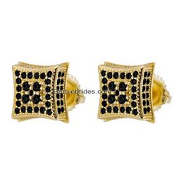 Iced Out Micro Pave 18K Gold Plated Cubic Zirconia Square Double Kite 10mm Men Women Stud Earrings