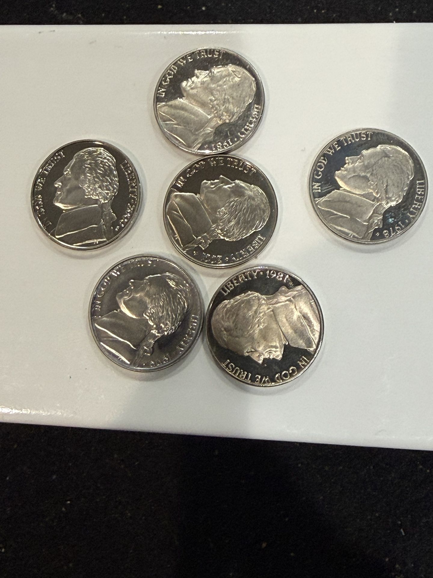 Lot Of 6 Gem Proof Jefferson Nickels From Various Years All Are Mint 269