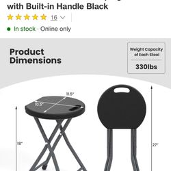 Costway 1/2 PCS 18"H Folding Stool Portable & Foldable Camping Chair with Built-in Handle Black