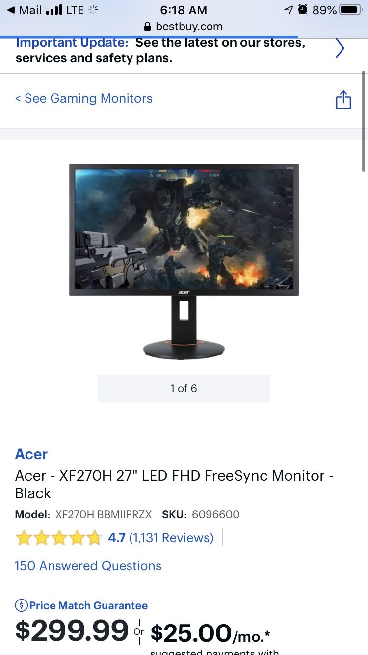 Acer - XF270H 27" LED FHD FreeSync Monitor - Black