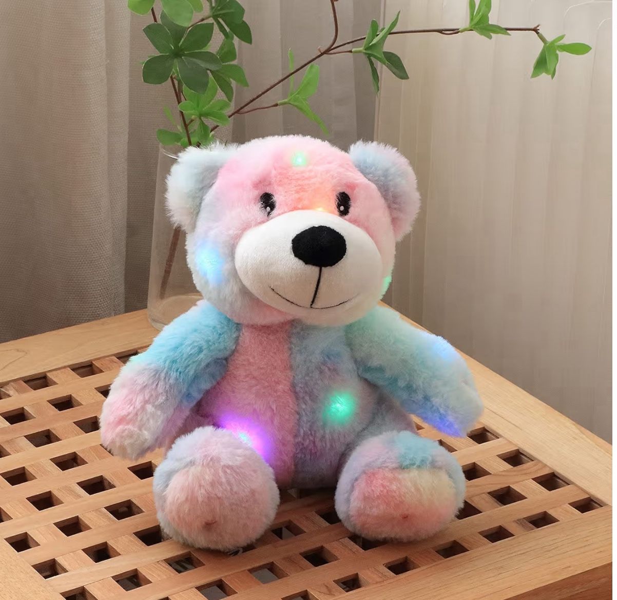Hopearl LED Plush Teddy Bear Colorful Lighting Up Stuffed Animal Floppy Night Lights Glow in The Dark Valentine's Day Birthday Mother's Day for Kids G
