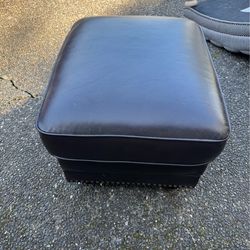 Leather ottoman- Brown