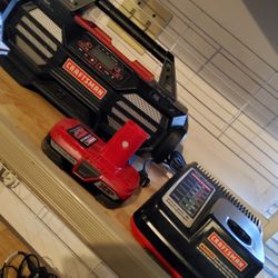 Craftsman Bluetooth Radio Speaker Battery Charger AM/FM Aux. USB With Battery And.Charger 