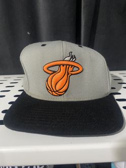 Adidas Miami Heat Cap Gray Orange Logo Black Bill Adjustable 