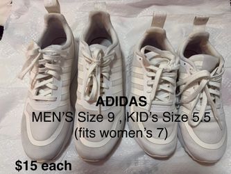 ADIDAS MEN’S Sz 9, KID’S Sz 5.5