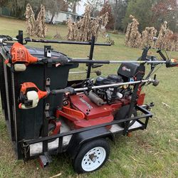 Lawn mowing trailer and equipment