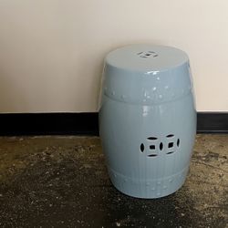 Sky Blue Ceramic Garden Stool 18” Chinoiserie Accent Table
