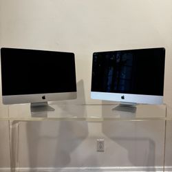 🖥️ Apple iMac 21.5” Desktop Computers (2018) – Full Setup w/ Accessories  Price: $325 (flawless unit), $250 (unit w/ cosmetic crack), or $550 for bot