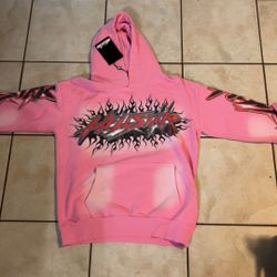 Pink Hell Star Hoodie Small