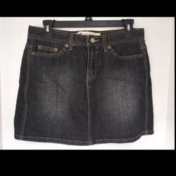 Gap Jeans Woman’s Mini Skirt, Dark Wash, Western Cut In Back, Sz 6, Pre-owned