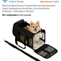 Sherpa Original Deluxe Pet Carrier for Travel, Airline Approved and with Boarding Guarantee - Black Mesh, Medium