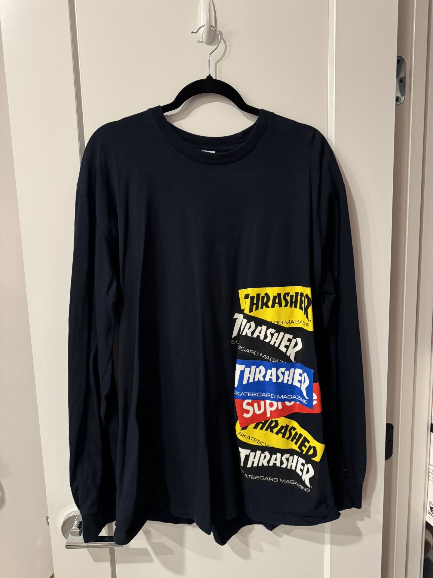 Thrasher Supreme Navy Blue Long Sleeve Size XL