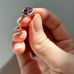 New Rose Gold Plated Birthstone Ring, Costume Jewelry 