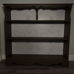 Vintage Dark Brown Bookshelf With Floral Backer