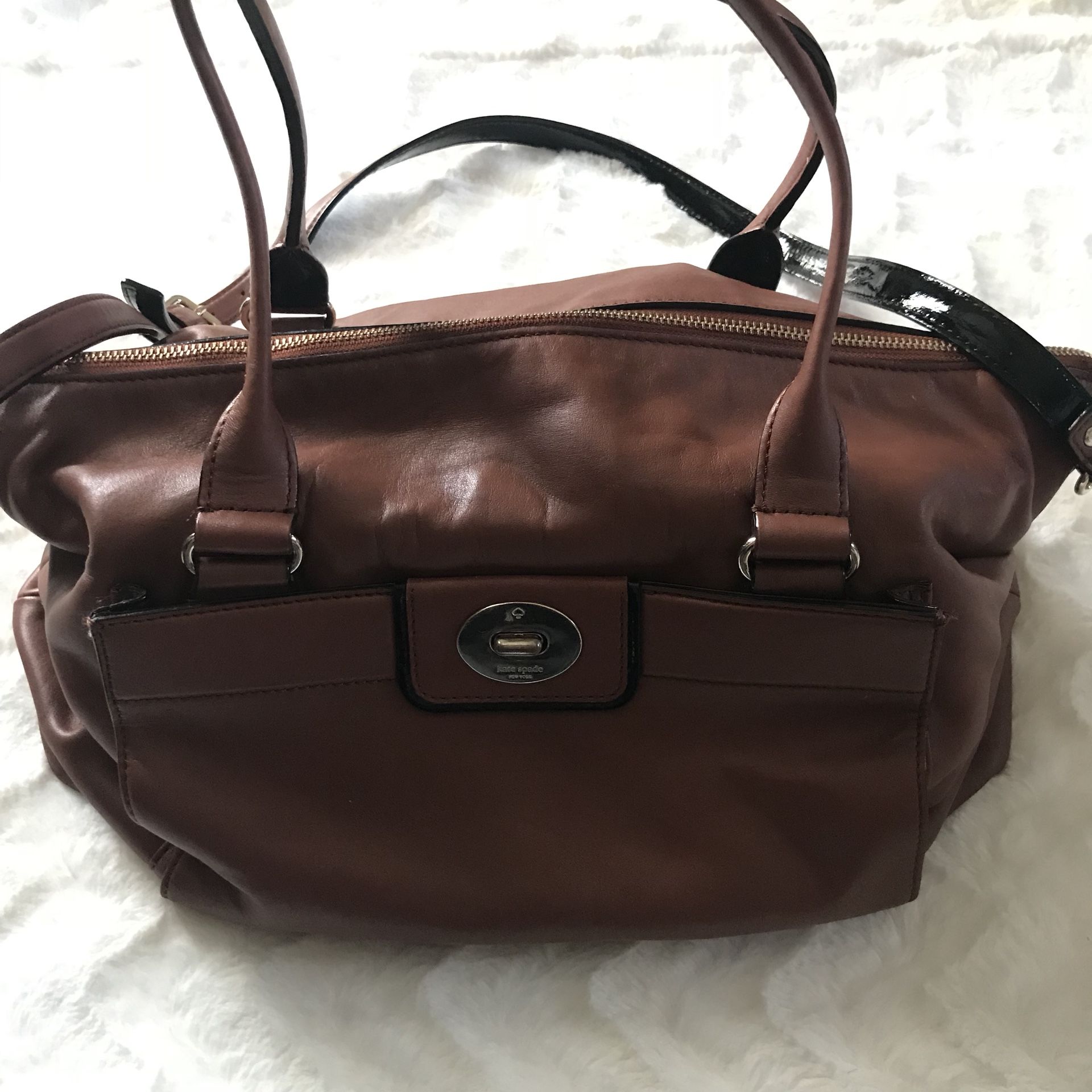 Kate Spade Leather Handbag Shoulder Strap Brown fading/scratches