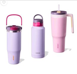 Carote 3pcs Insulated Stainless Steel Water Bottle Set, 40oz & 32oz Travel Bottles, Leak-Proof, Tumbler Style, Starlight Purple